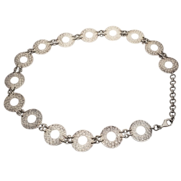 Sterling Silver Hammered Circular Link Necklace #20784 - Picture 4 of 10